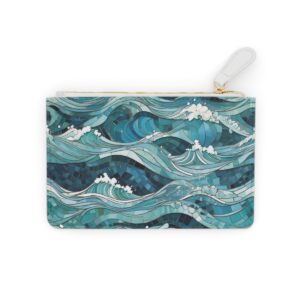 Abstract oceanic waves and sea foam mosaic on a Mini Clutch Bag