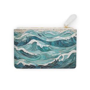 Oceanic mosaic with abstract waves and sea foam textures on a Mini Clutch Bag