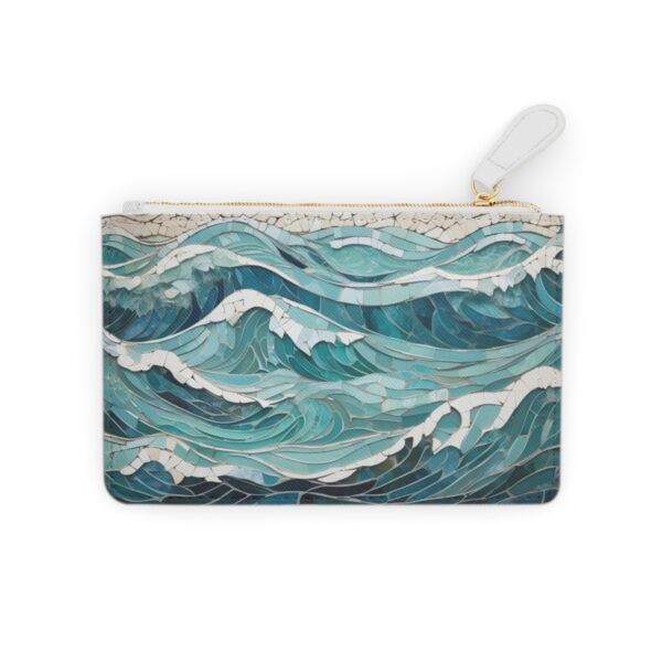 Oceanic mosaic with abstract waves and sea foam textures on a Mini Clutch Bag