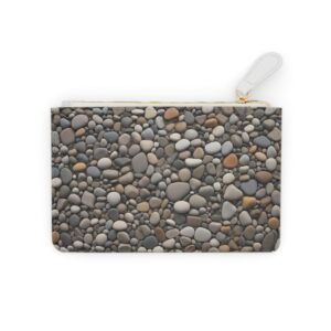 Earthy tones river stones mosaic creating an abstract landscape on a Mini Clutch Bag