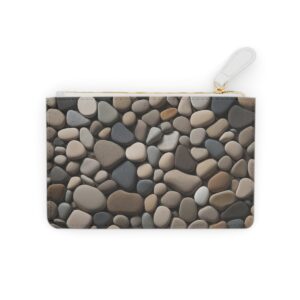 River stones mosaic in earthy tones forming an abstract landscape on a Mini Clutch Bag