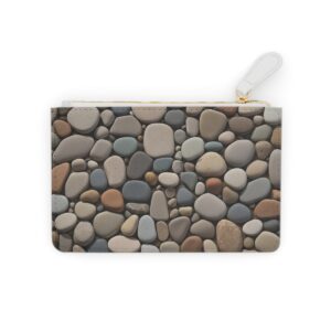 Mosaic of earthy tones river stones forming an abstract landscape on a Mini Clutch Bag