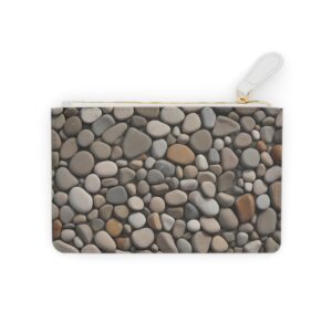 Earthy tones river stones mosaic creating an abstract landscape on a Mini Clutch Bag