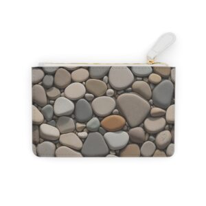 River stones mosaic in earthy tones forming an abstract landscape on a Mini Clutch Bag