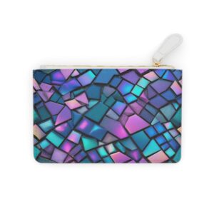 Shimmering holographic mosaic with iridescent futuristic design on a Mini Clutch Bag