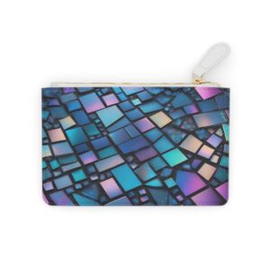 Holographic mosaic shimmering with iridescent, futuristic vibes on a Mini Clutch Bag