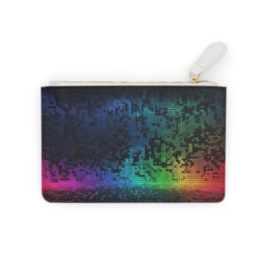 Futuristic pixelated mosaic with gradients and sharp contrasts on a Mini Clutch Bag