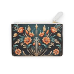 Stylish art deco floral arrangement with symmetrical design elements on a Mini Clutch Bag.