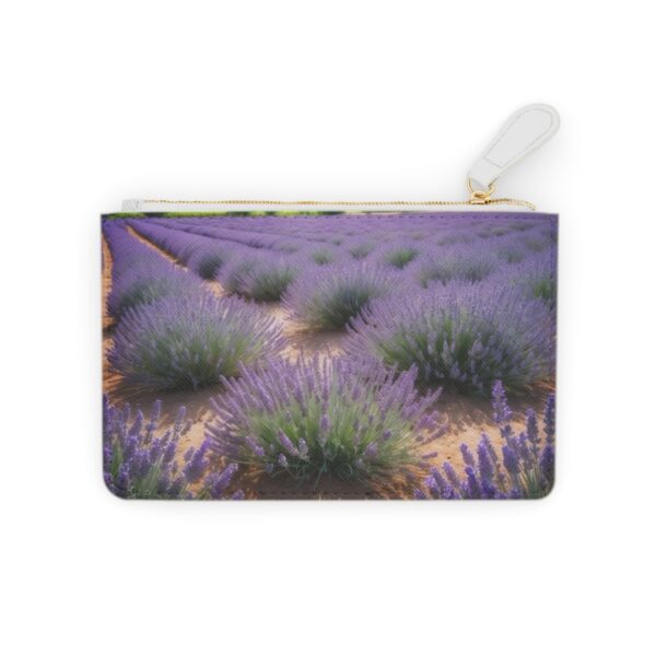 Mini clutch bag with lavender field in bloom, watercolor effects