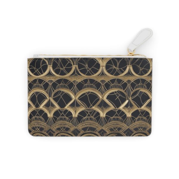 Elegant Mini Clutch Bag with Black and Gold Art Deco Motif