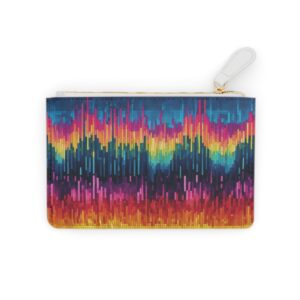 Mini clutch bag with a colorful soundwave mosaic design