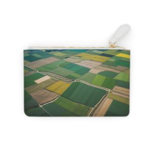 Aerial view of geometric farmlands on a mini clutch bag