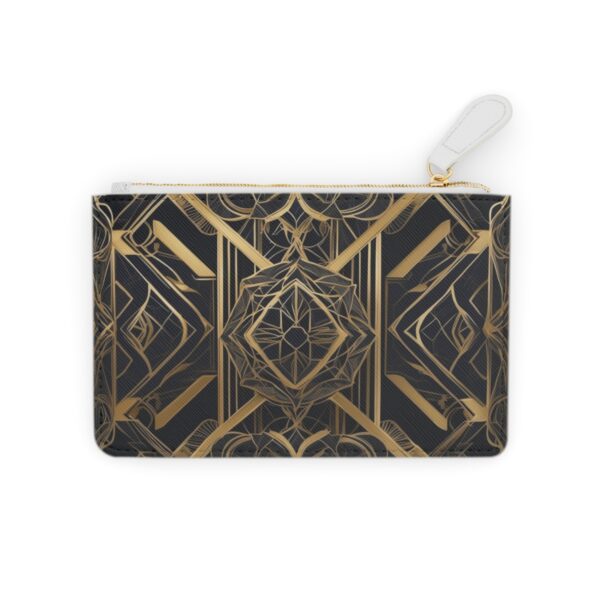 Chic Mini Clutch Bag with Gold and Black Art Deco Motif