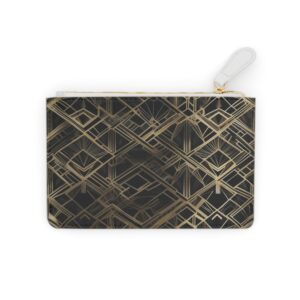 Stylish Mini Clutch Bag with Geometric Gold and Black Art Deco Pattern