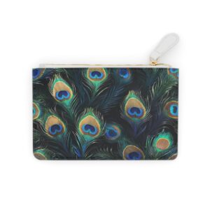 Elegant Mini Clutch Bag with Glamorous Peacock Feathers and Iridescent Hues