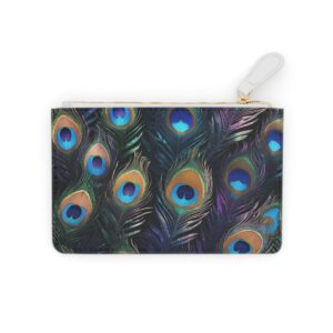 Luxurious Mini Clutch Bag with Glamorous Peacock Feathers and Iridescent Hues