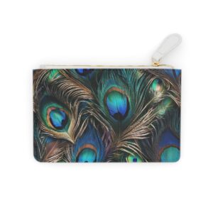 Stylish Mini Clutch Bag with Glamorous Peacock Feathers and Iridescent Hues