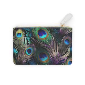 Chic Mini Clutch Bag with Glamorous Peacock Feathers and Iridescent Hues