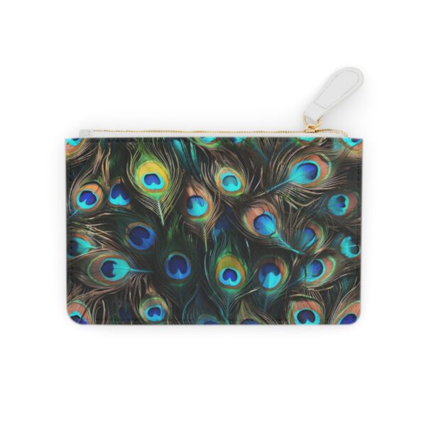 Luxurious Mini Clutch Bag with Glamorous Peacock Feathers and Iridescent Hues