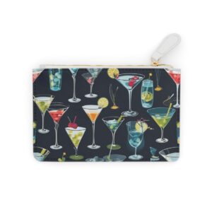 Elegant Mini Clutch Bag with Stylized Martini Glasses and Cocktail Motifs for an Evening Affair