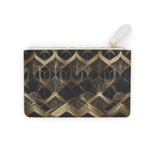 Elegant Mini Clutch Bag with Black and Gold Chevron Art Deco Design