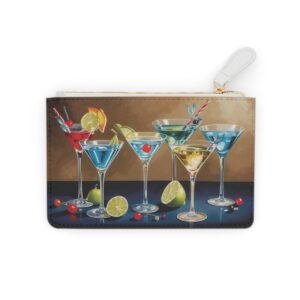 Stylish Mini Clutch Bag with Stylized Martini Glasses and Cocktail Motifs for an Evening Affair