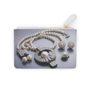 Elegant Mini Clutch Bag with Deco-Inspired Pearl Necklaces and Cufflinks