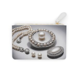 Luxurious Mini Clutch Bag with Deco-Inspired Pearl Necklaces and Cufflinks