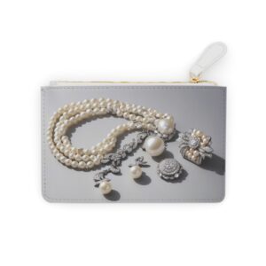 Chic Mini Clutch Bag with Deco-Inspired Pearl Necklaces and Cufflinks