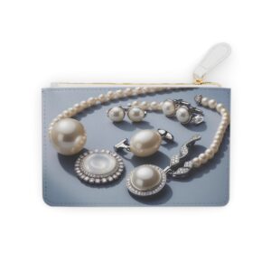 Elegant Mini Clutch Bag with Deco-Inspired Pearl Necklaces and Cufflinks