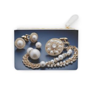 Mini Clutch Bag with Deco-Inspired Pearl Necklaces and Cufflinks