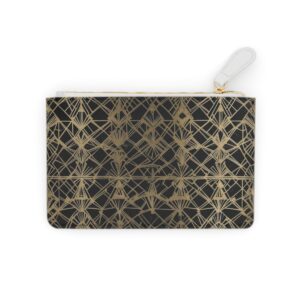 Chic Mini Clutch Bag with Intricate Gold and Black Art Deco Design