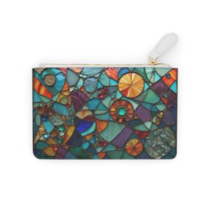 Stained glass-inspired mosaic with intricate abstract shapes on a Mini Clutch Bag