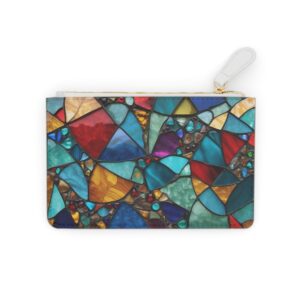 Stained glass-inspired mosaic with colorful abstract shapes on a Mini Clutch Bag