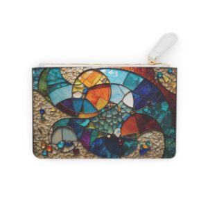 Stained glass-inspired mosaic with intricate abstract shapes on a Mini Clutch Bag