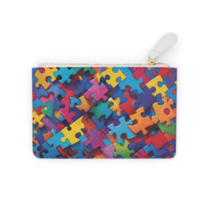 Colorful abstract puzzle pieces on a Mini Clutch Bag