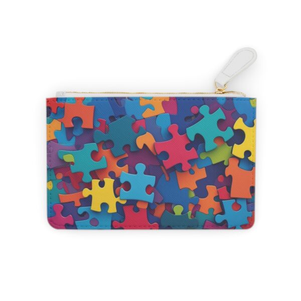 Dynamic abstract puzzle pieces on a Mini Clutch Bag