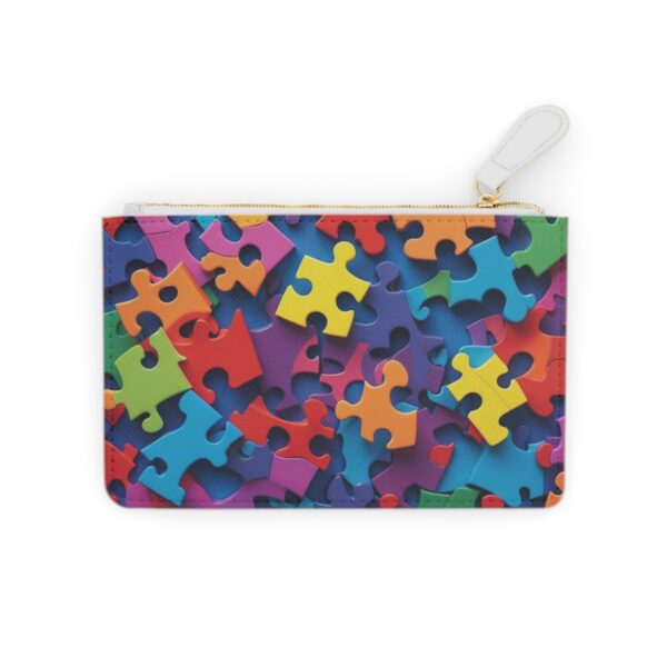 Colorful abstract puzzle pieces on a Mini Clutch Bag