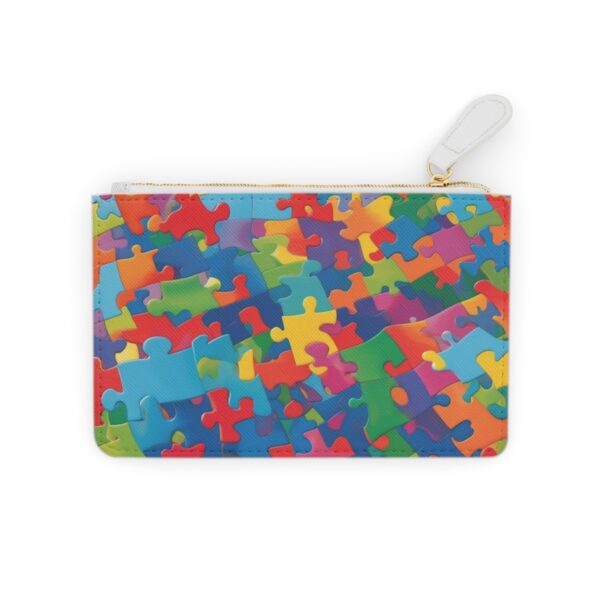 Dynamic abstract puzzle pieces on a Mini Clutch Bag