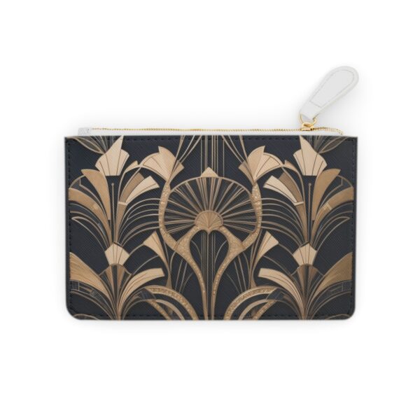 Elegant Mini Clutch Bag with Fan Shaped Gold and Black Art Deco Design