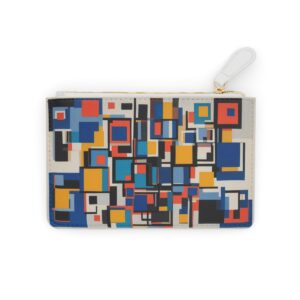 Geometric abstraction with overlapping squares and rectangles on a Mini Clutch Bag