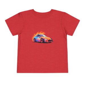 Toddler Short Sleeve Tee with vibrant race car and flame design