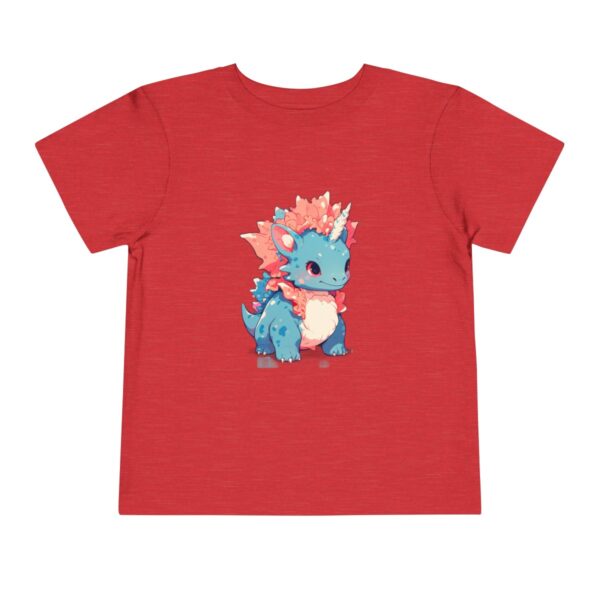 Toddler Short Sleeve Tee with adorable blue and pink styracosaurus design