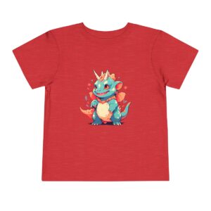 Toddler Short Sleeve Tee with cute blue and orange carnotaurus design