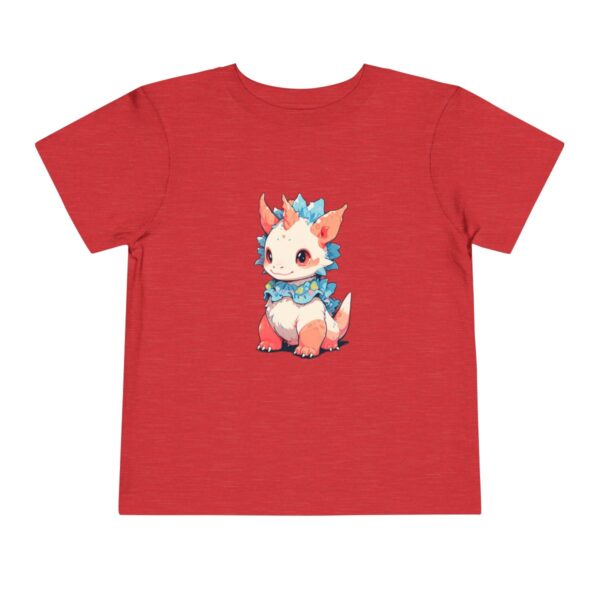 Toddler Short Sleeve Tee with adorable red and white styracosaurus design