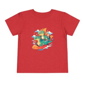 Toddler Short Sleeve Tee with three cute baby dinosaurs and a playful background design