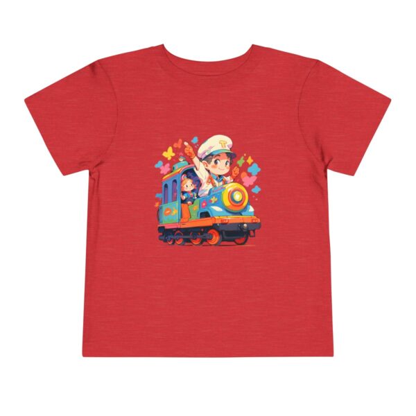 Toddler Short Sleeve Tee with a cute train conductor and colorful train design