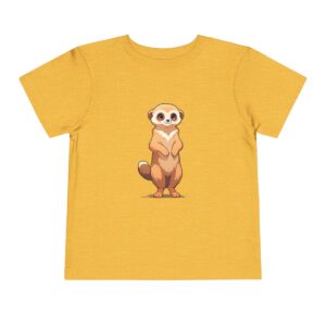 Toddler short sleeve tee with an adorable meerkat design on a yellow background