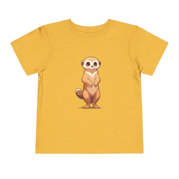 Toddler short sleeve tee with an adorable meerkat design on a yellow background