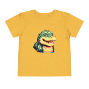 Toddler short sleeve tee with a friendly crocodile design on a yellow background